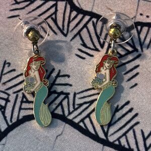 Vintage Disney Little Mermaid Ariel Post Dangle Earrings